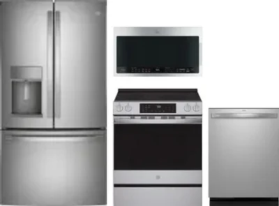 4 Piece Package Includes Refrigerator, Range, Microwave And Dishwasher